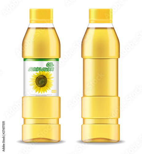 Sunflower oil isolated Vector realistic. Product placement label design. 3d illustrations