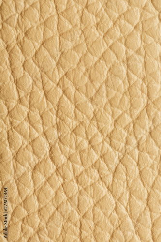 Fototapeta Naklejka Na Ścianę i Meble -  Textured beige leather closeup. Full frame, close up. Macro