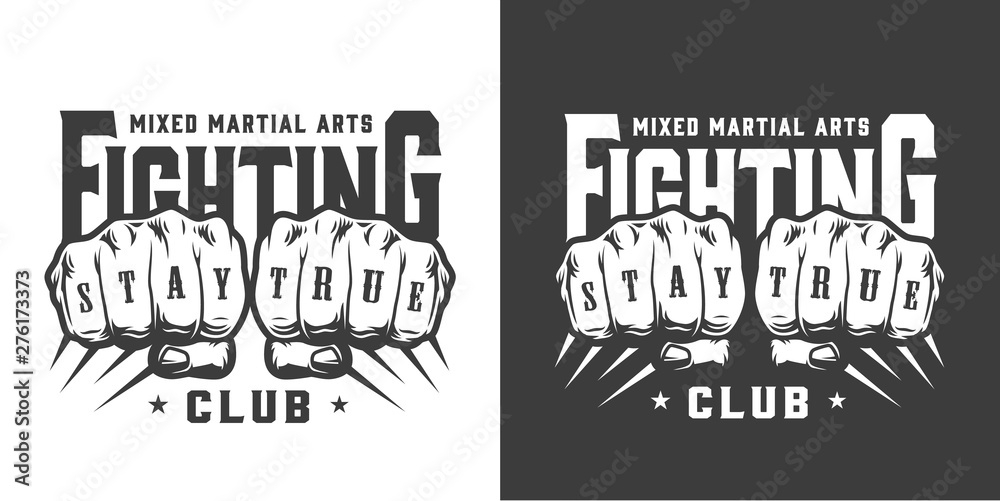 Vintage fight club monochrome logo