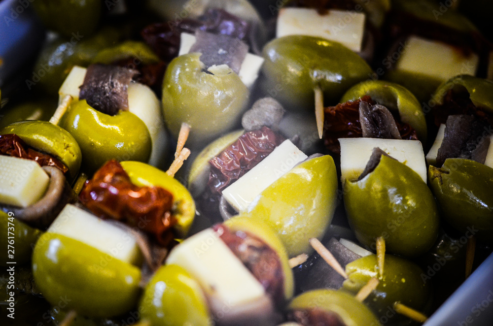 close up of mix olives within the spanish market - food corner close up of mix olives within the spanish market - food corner