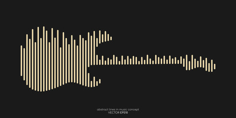 Keuken achterwand Voor hem Gouden gitaar equalizer op zwart  © korkeng