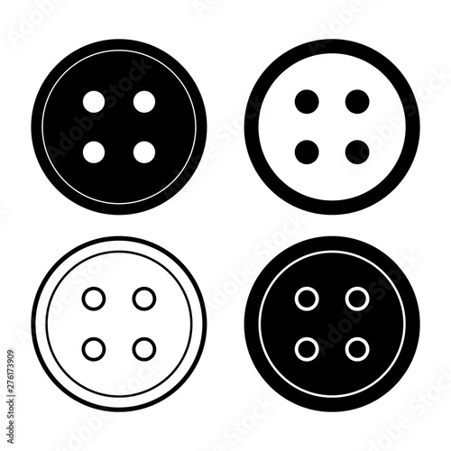 clothes buttons black and white, vector