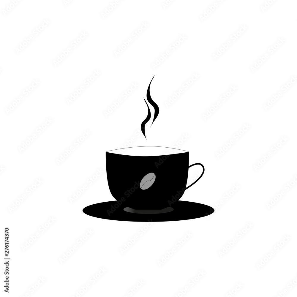 Cup of hot сoffee on a plate, vector icon Cup of hot сoffee on a plate, vector icon
