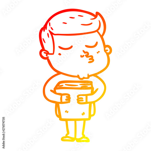 warm gradient line drawing cartoon model guy pouting
