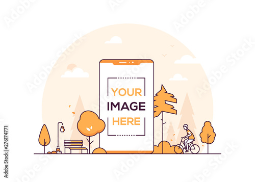 City park - modern thin line design style vector illustration