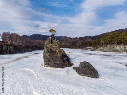 Fast mountain river Katun i...