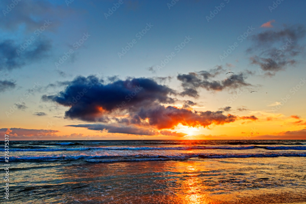 Sunset over Ocean, Beach