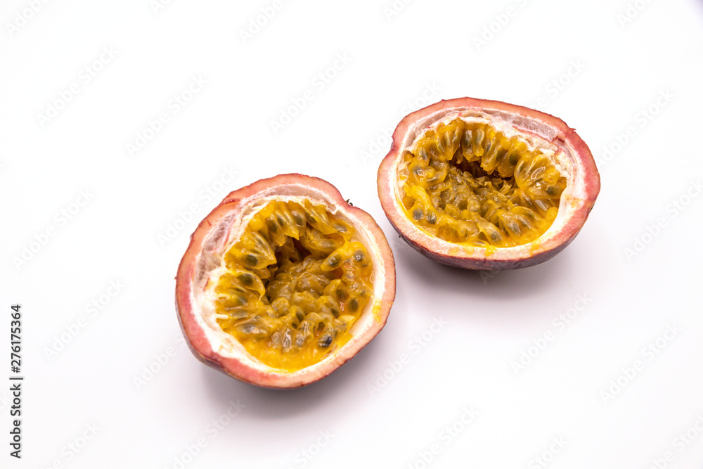 Passion fruits isolate on white background.Passion fruit is a flowering tropical vine.