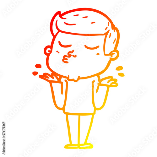 warm gradient line drawing cartoon model guy pouting