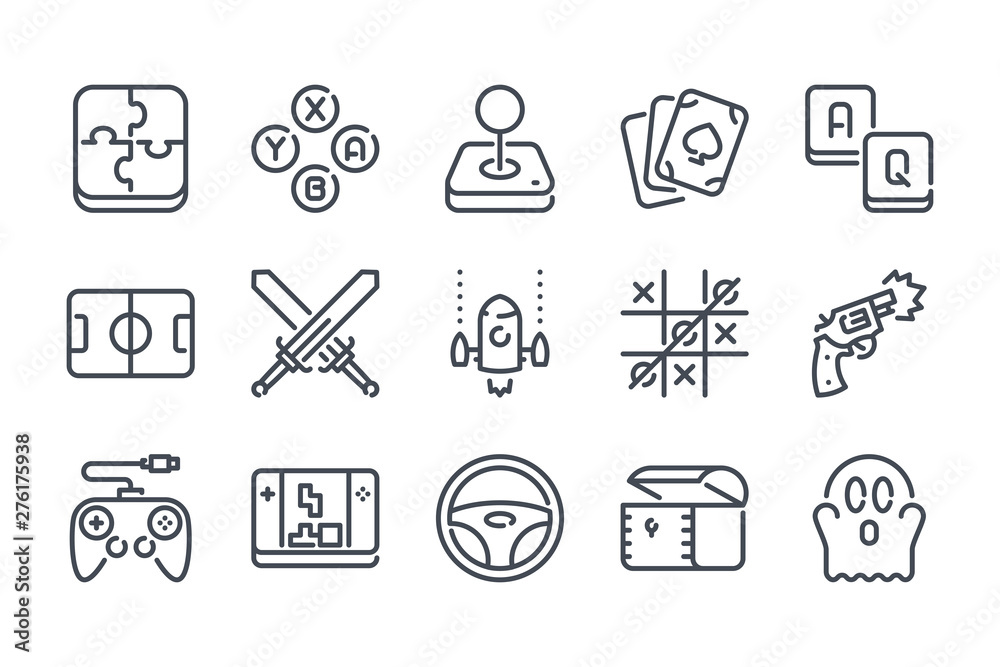 Online games line icons and signs Royalty Free Vector Image