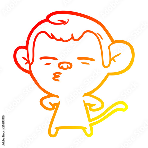warm gradient line drawing cartoon suspicious monkey