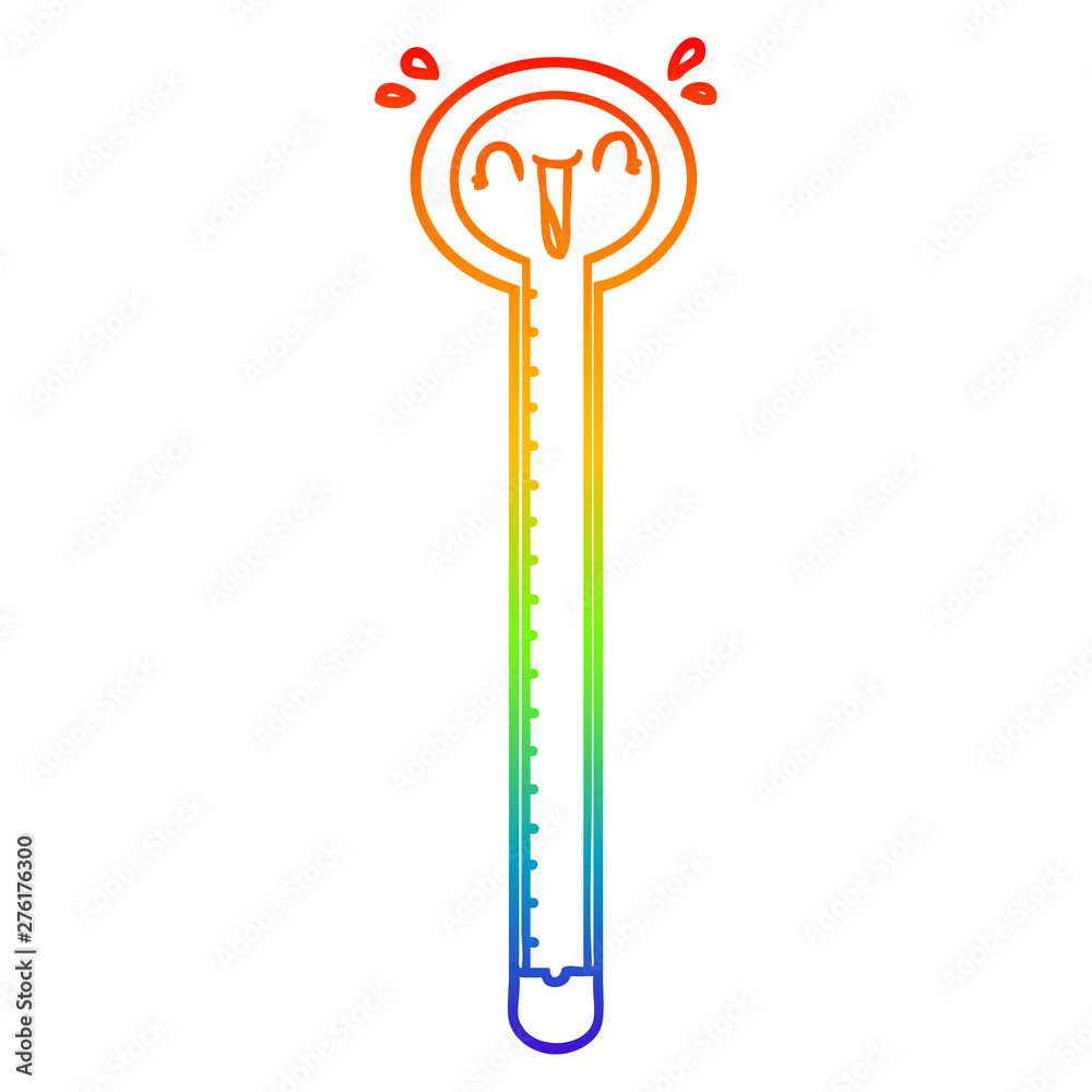 rainbow gradient line drawing cartoon thermometer laughing rainbow gradient line drawing cartoon thermometer laughing