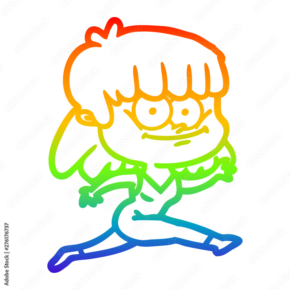rainbow gradient line drawing cartoon girl smiling rainbow gradient line drawing cartoon girl smiling