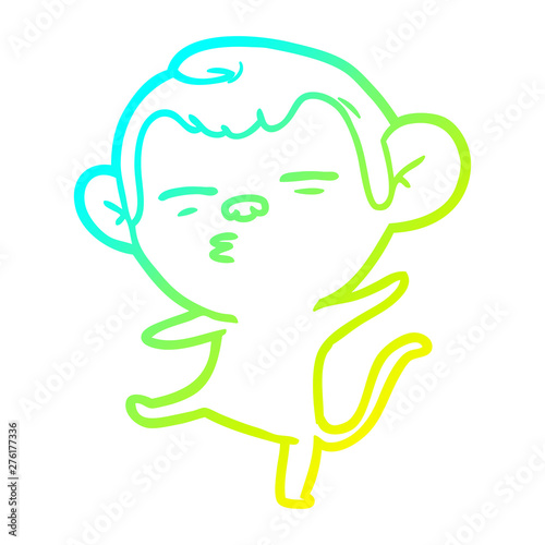cold gradient line drawing cartoon suspicious monkey
