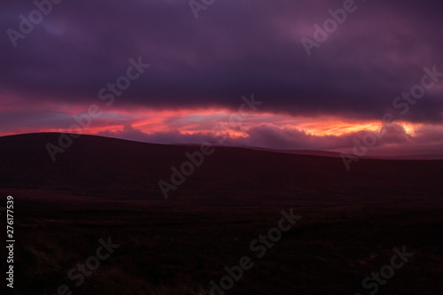 Red and Purple Sky over the Wicklow Mountains at Twlight