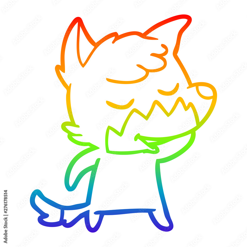 rainbow gradient line drawing friendly cartoon fox