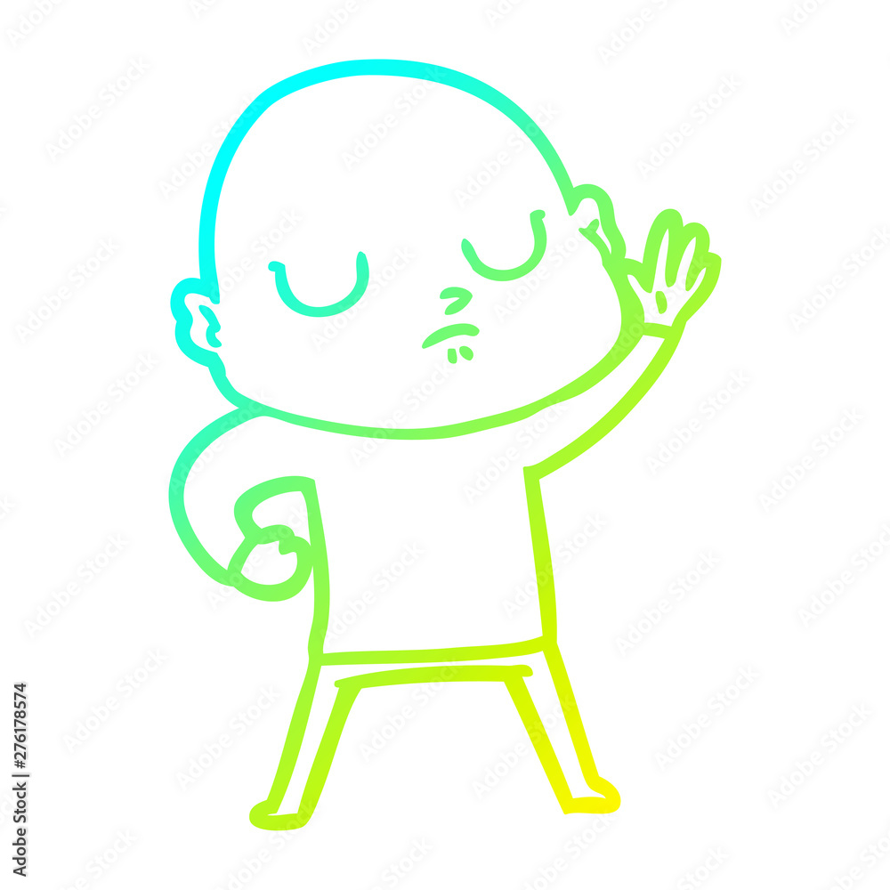 cold gradient line drawing cartoon bald man cold gradient line drawing cartoon bald man