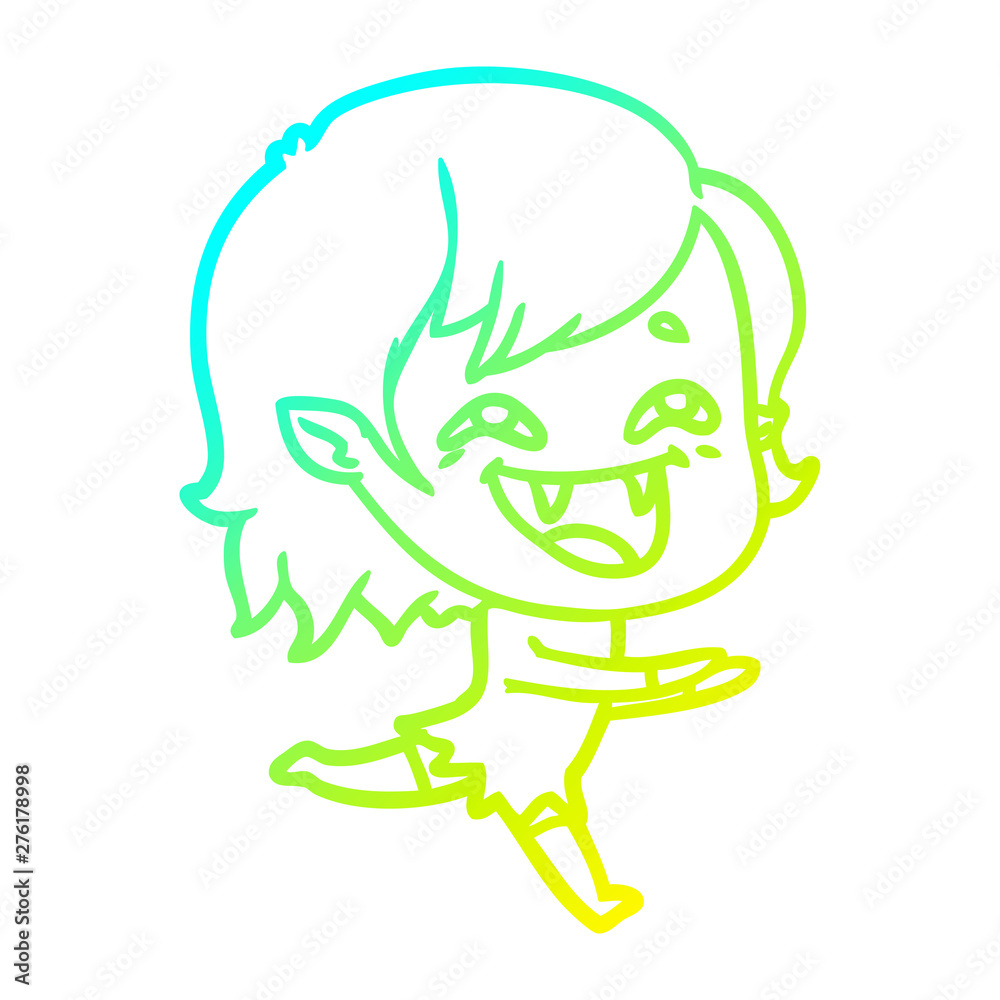 Obraz premium cold gradient line drawing cartoon laughing vampire girl