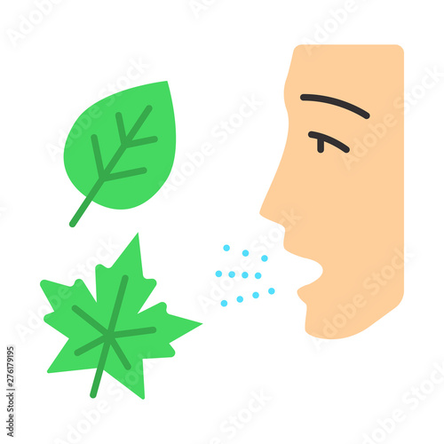 Fall allergy flat design long shadow color icon