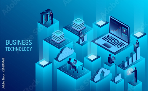 Digital technology concept. cloud computing. new innovative ideas. isometric vector illustration