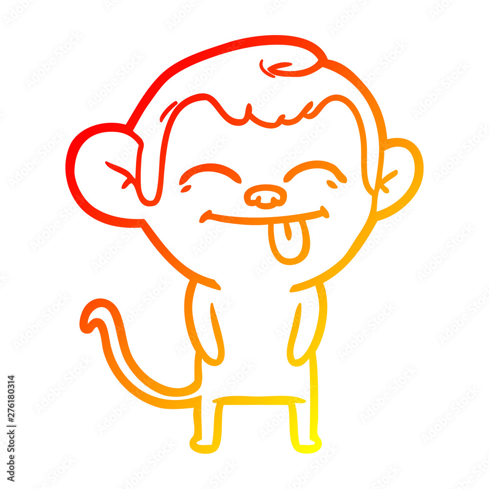 warm gradient line drawing funny cartoon monkey warm gradient line drawing funny cartoon monkey