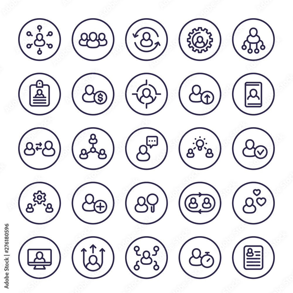 Human resources and personnel management line icons set, HR, staff rotation, interaction, coaching and hiring Human resources and personnel management line icons set, HR, staff rotation, interaction, coaching and hiring