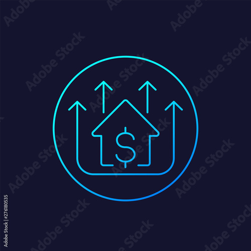 house prices growing vector line icon © nexusby