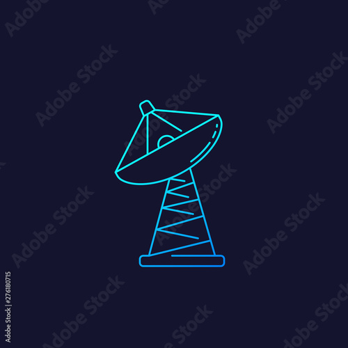 satellite dish, big antenna linear icon