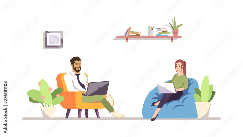 Fototapeta premium Colleagues talking flat vector illustration