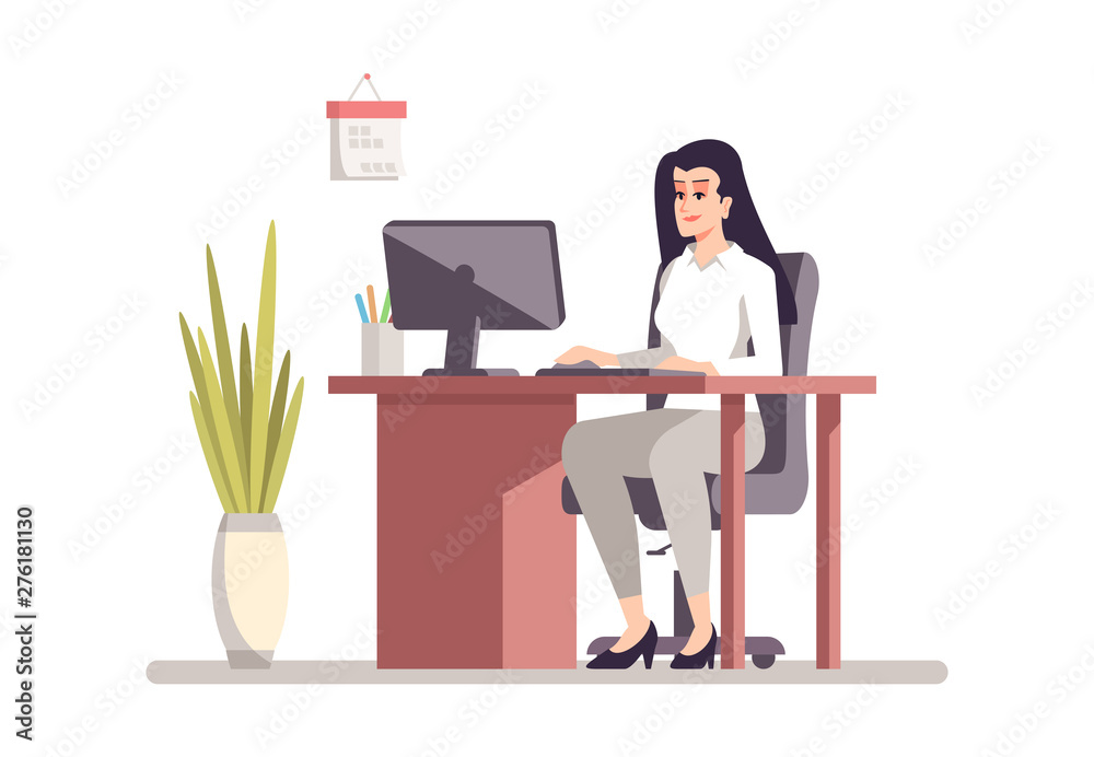 Secretary flat vector color illustration