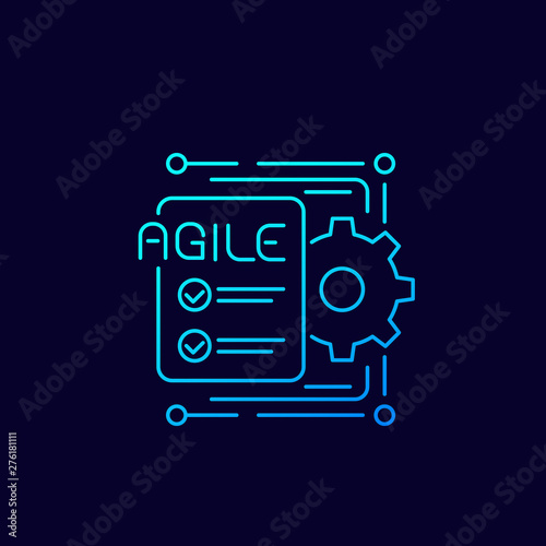 Agile software development process icon, line vector