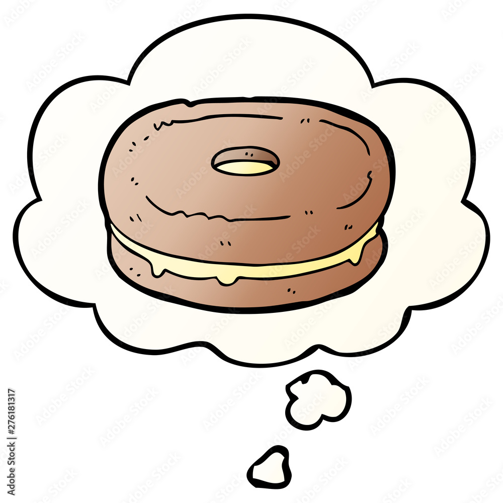 cartoon biscuit and thought bubble in smooth gradient style cartoon biscuit and thought bubble in smooth gradient style