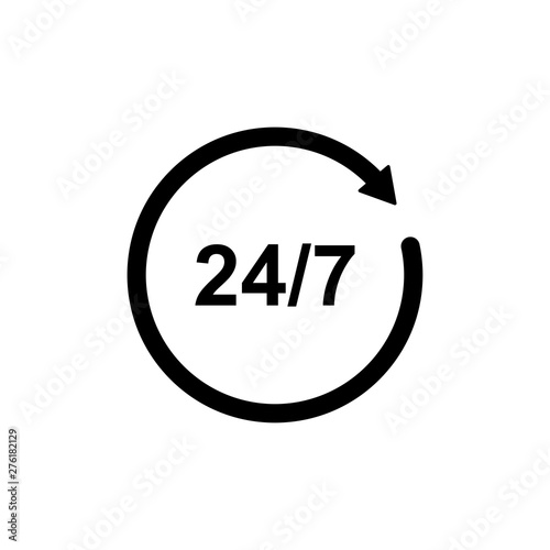 24/7 Hours Icon Vector - Vector