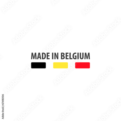 "Made in Belgium" label with Belgian flag colors