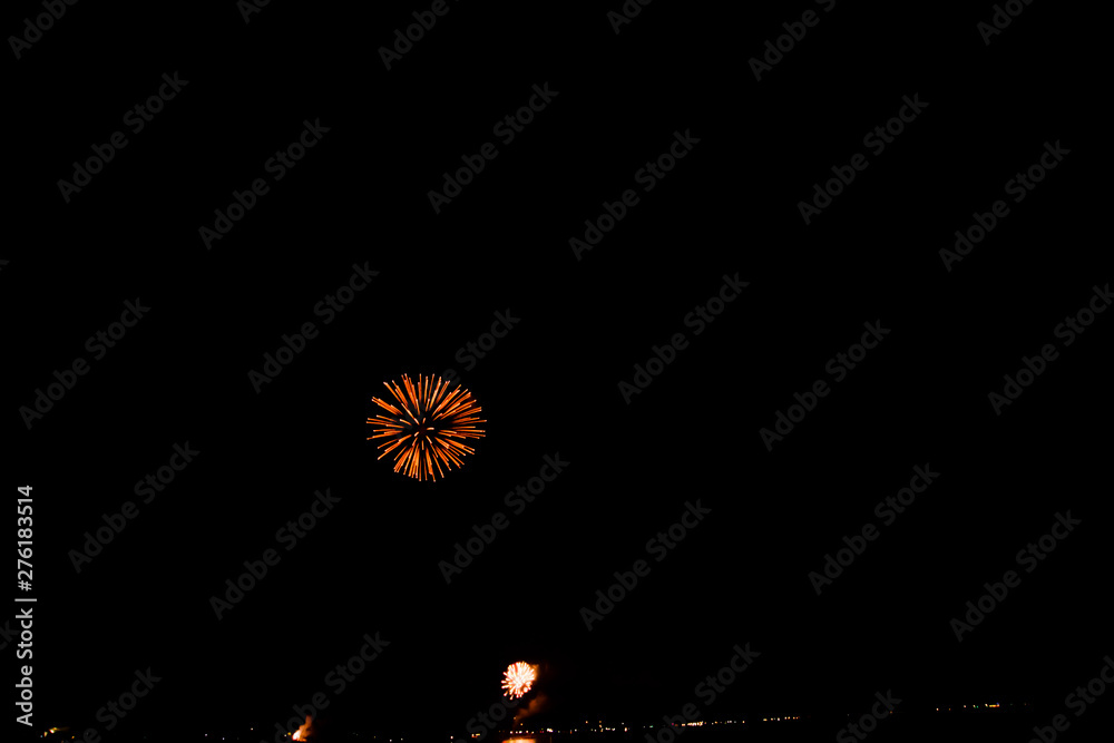 firework on black background for celebration party. at phuket thailand merry christmas and happy new year.