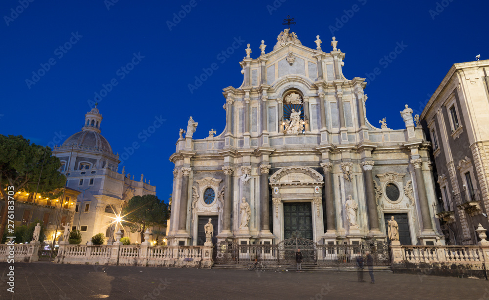 Catania - The Basilica di Sant'agata and the harbor in the background.