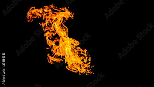 Fire on black background. Fiery patterns. Burning flame. Blazing fire.