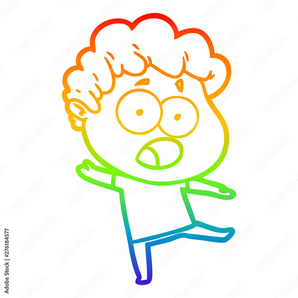 rainbow gradient line drawing cartoon shocked man rainbow gradient line drawing cartoon shocked man