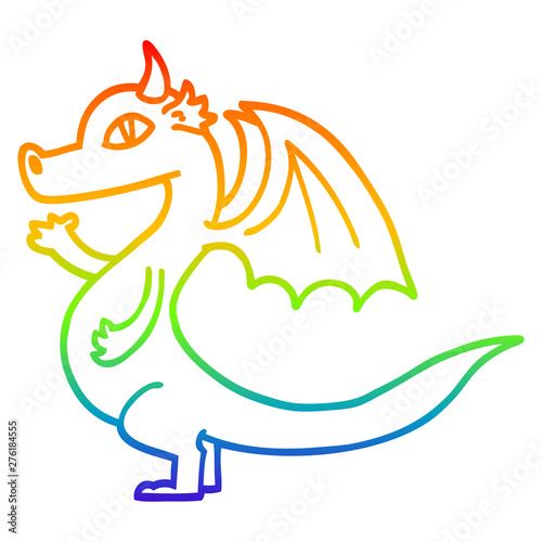 rainbow gradient line drawing cute cartoon dragon