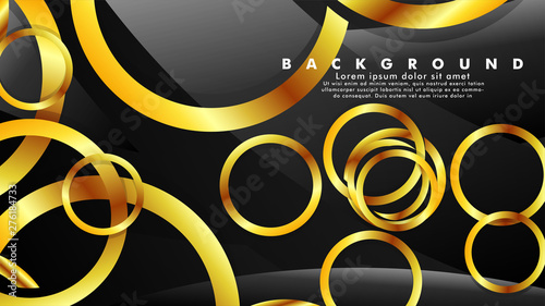 Abstract metal vector background with luxurious shiny gold circles