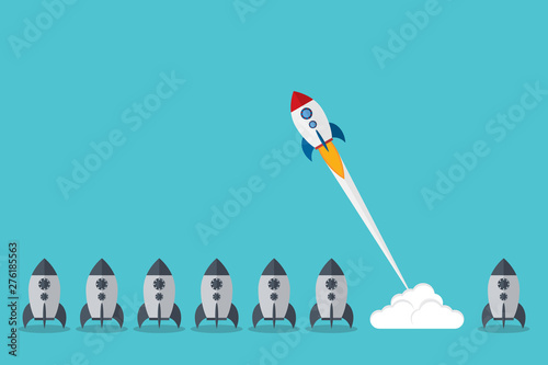 Think differently - Being different, taking risky, move for success in life -The graphic of rocket also represents the concept of courage, enterprise, confidence, belief, fearless, daring. Vector