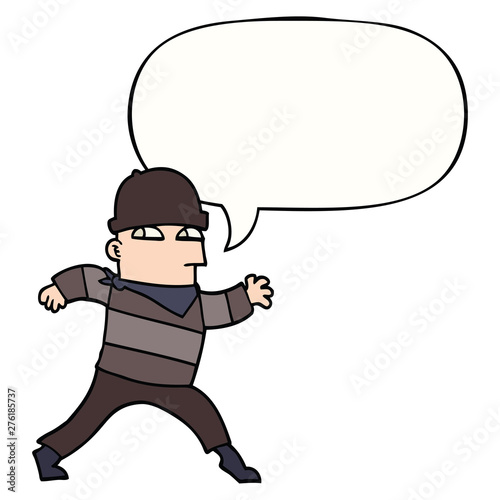 cartoon thief and speech bubble