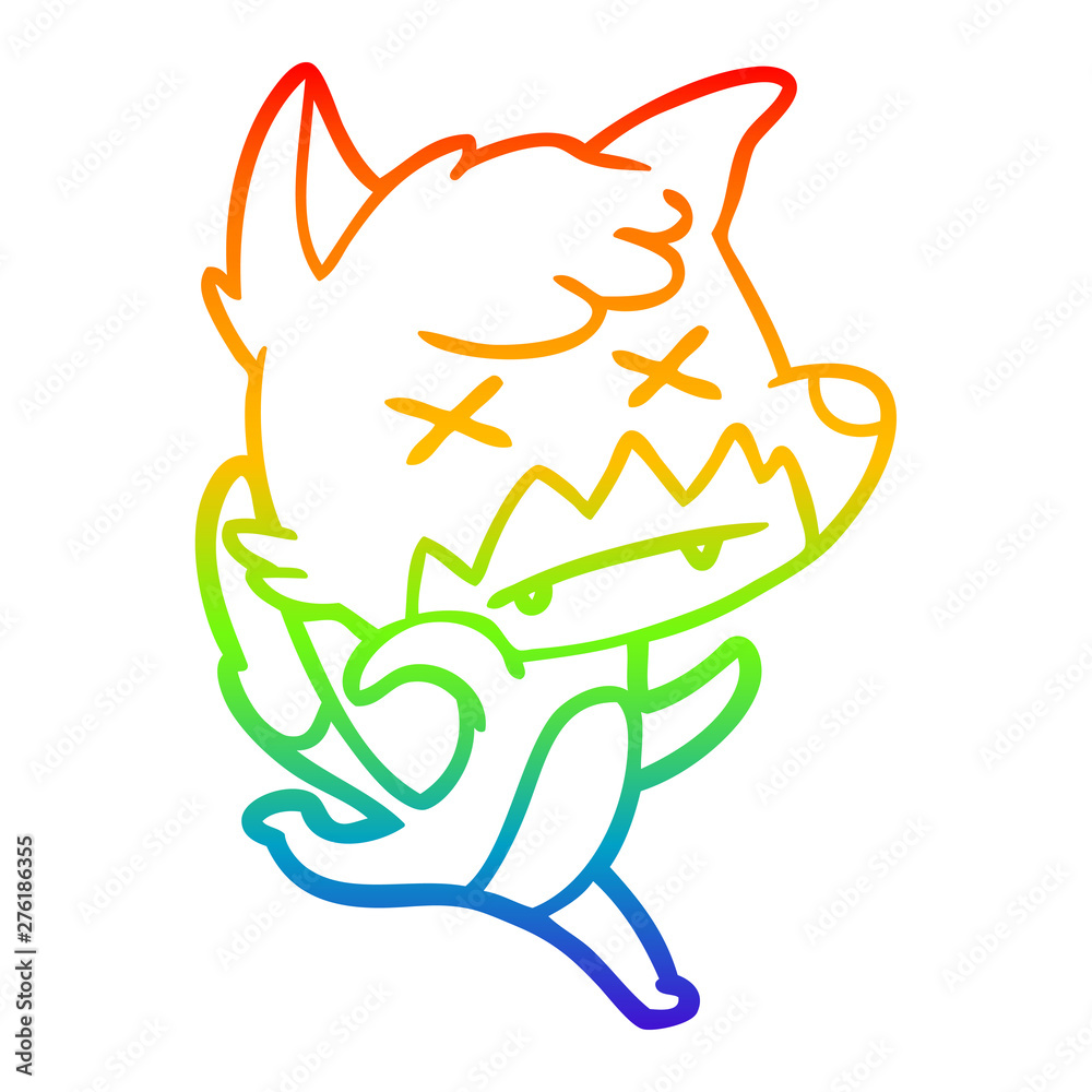 rainbow gradient line drawing cartoon cross eyed fox rainbow gradient line drawing cartoon cross eyed fox