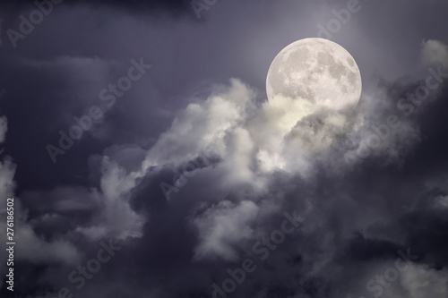 Canvas Print Overcast full moon night