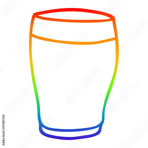rainbow gradient line drawing cartoon pint of stout
