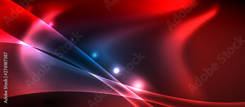 Neon glowing lines, magic energy space light concept, abstract background wallpaper design