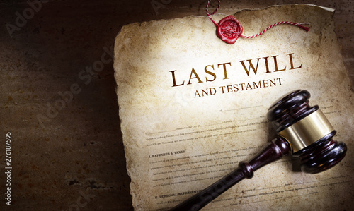 Last Will And Testament With Gavel - Old Scroll In The Dark photo