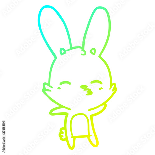 cold gradient line drawing curious bunny cartoon