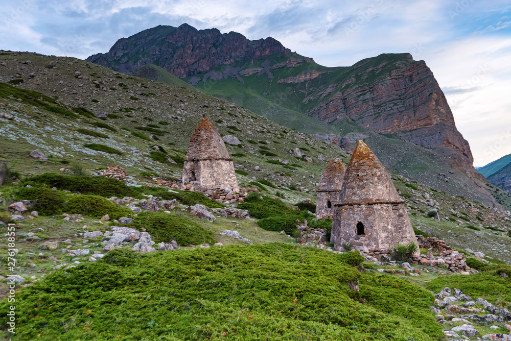 View of medieval tombs in City of Dead near Eltyulbyu, Russia View of medieval tombs in City of Dead near Eltyulbyu, Russia