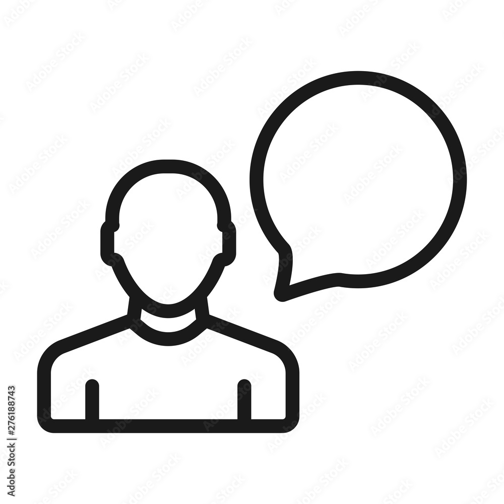 man talking - minimal line web icon. simple vector illustration. concept for infographic, website or app. man talking - minimal line web icon. simple vector illustration. concept for infographic, website or app.
